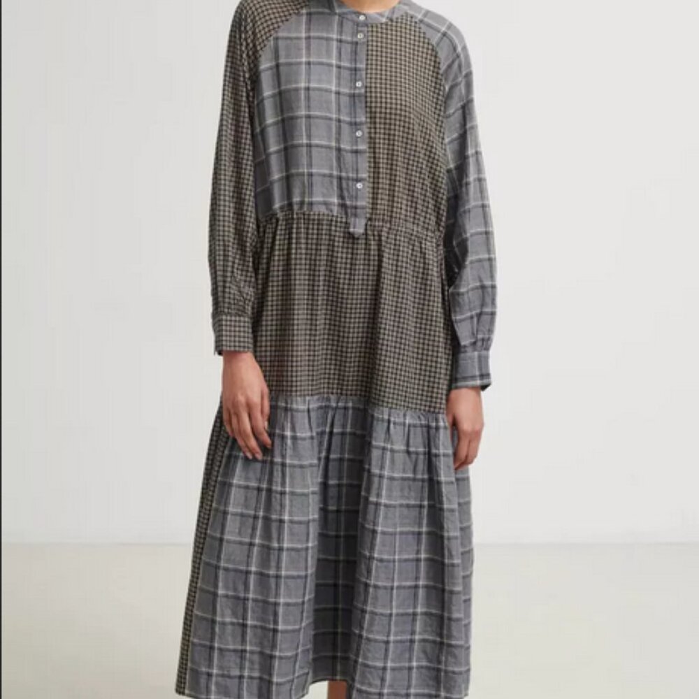 Skall Studio Lucca Shirt Dress Patchwork Printed Check New M 38